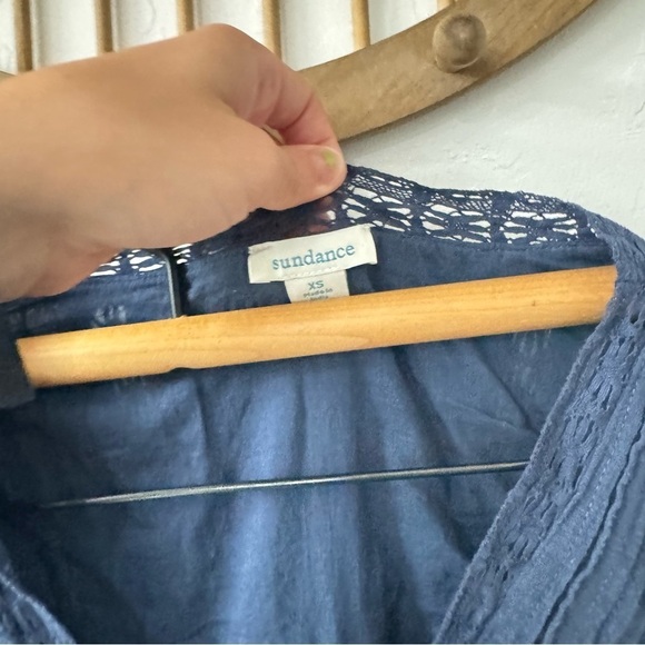 Sundance Blue Hallie Pintuck Eyelet Trim Button Front Dress XS - Picture 3 of 6